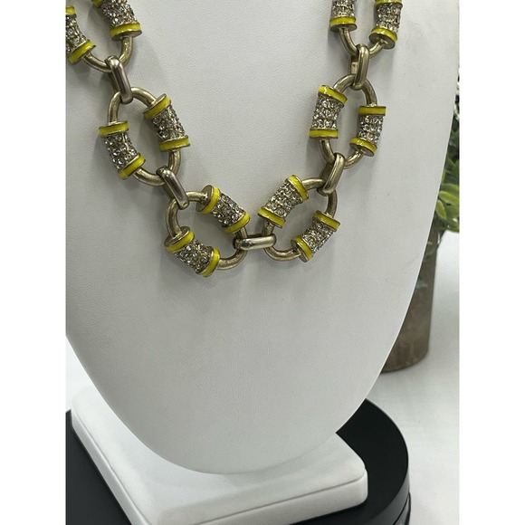 J. Crew Gold Tone Yellow Enamel Pave Rhinestone Long Necklace - Picture 8 of 12